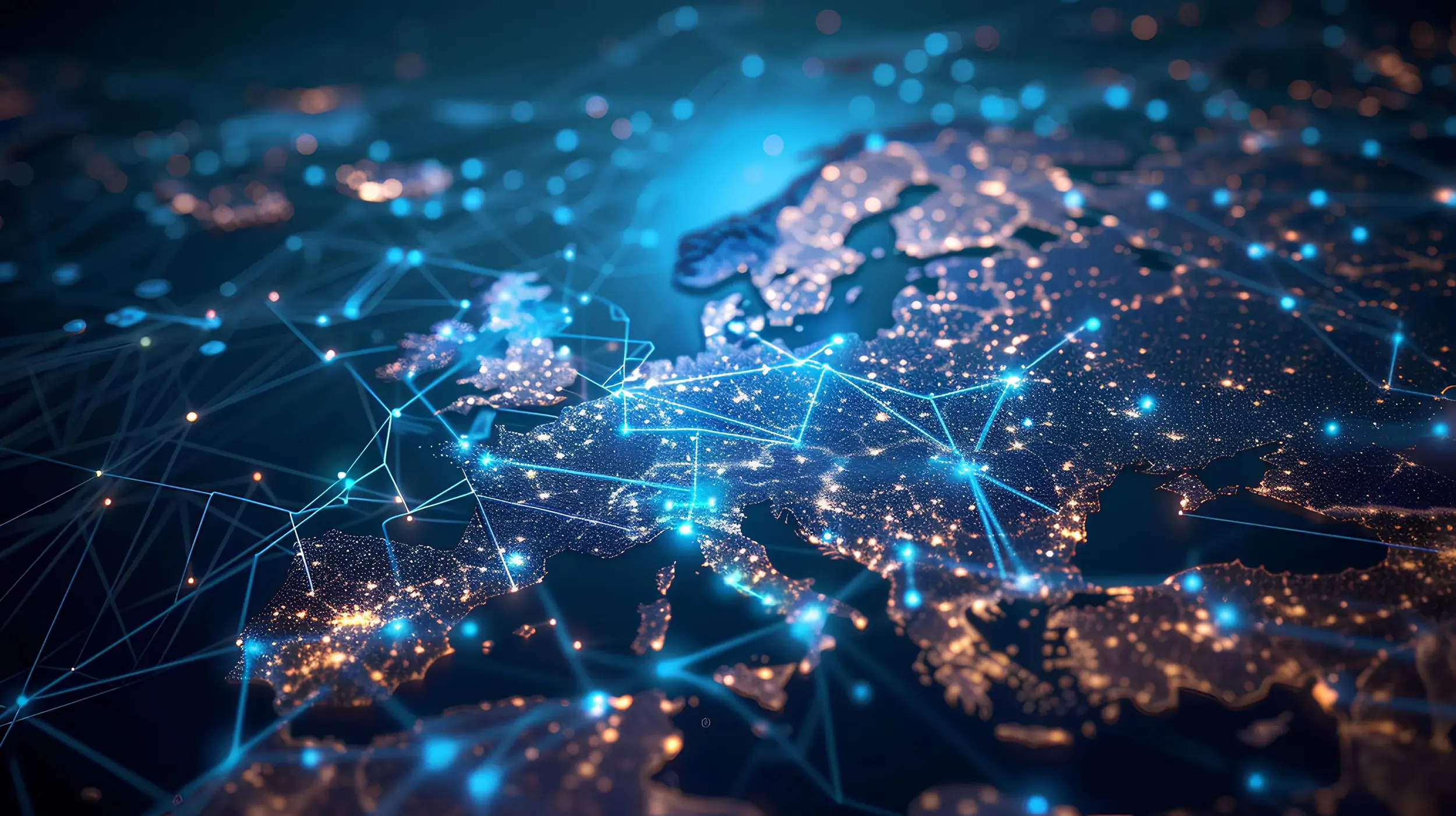 Illustration of a connected trade and logistics network